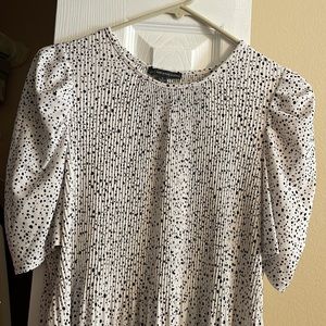 🚨Rouged-sleeve Dalmatian-print blouse